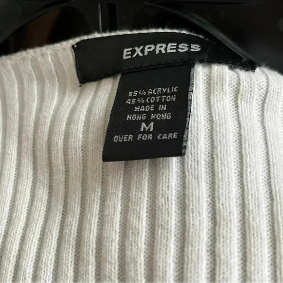 Express Women’s size M long sleeve cotton blend cream cardigan sweater - Picture 8 of 8